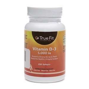  True Fit Vitamins D3 5000 IU, Softgels, 250 ea Health 