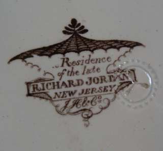 Historic Joseph Heath & Co Richard Jordan Residence Transferware 