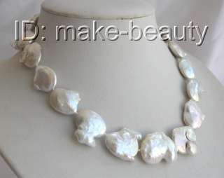 stunning big 23mm baroque white keshi reborn freshwater cultured pearl 