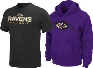 Baltimore Ravens Black T Shirt and Purple Hooded Sweatshirt Combo Pack 