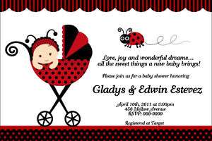 Ladybug Baby Shower Invitations U Print 24hr Service 4x6 or 5x7  
