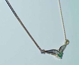 14K Emerald Princess Diamond Chevron Necklace YGWT NEW  