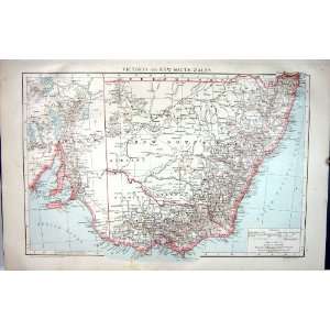  Antique Map C1893 Victoria New South Wales Australia Melbourne 