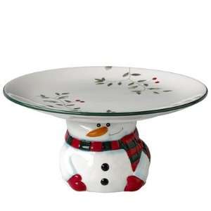  Pfaltzgraff Winterberry footed Snowman footed cakeplate 