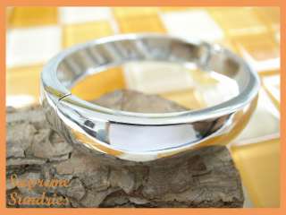 Glint Crystal Polished Silver Metal Bangle Bracelet 265  