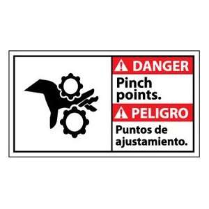 Bilingual Vinyl Sign   Danger Pinch Points  Industrial 