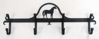 TUSCAN Wrought Iron Horse COAT HOOK Bar Rack Black Made in USA NEW 