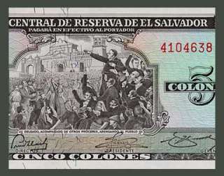 COLONES Banknote of EL SALVADOR 1972   DELGADO   UNC  