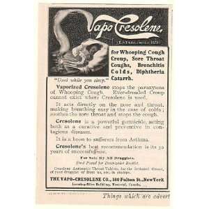  1908 Vapo Cresolene for Whooping Cough Croup Print Ad 