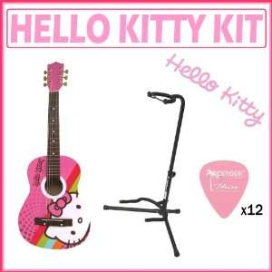   Acoustic Guitar Pink + Guitar Stand and Guitar Pick 12 Pack Toys