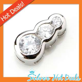 Christmas Gift 3 Stones Clear CZ .925 Sterling Silver Cute Pendant 