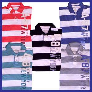 Aeropostale Men Shirts A87 Logo Stripe Polo Shirt Mens Size Sizes 