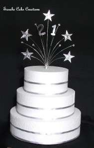 Silver/Gold Star Cake Topper Any Number Birthday  