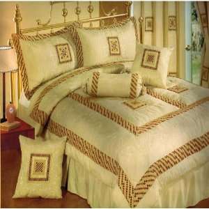  Cairo Embroidered Patch work King comforter 7PCS Bed in a 