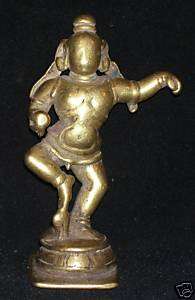 Antique Traditional Indian Bronze Statue Of God Krishna Dancing Rare 