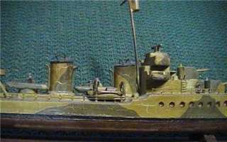   DESTROYER HAND MADE WOOD SHIP MODEL COPPER? RIGGING WORLD WAR VGC