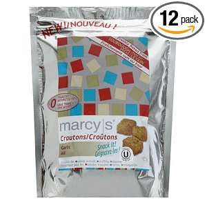 Marcys Croutons Sourdough, Garlic, 4.4 Ounce Bags (Pack of 12)
