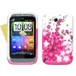 Brand New HTC Wildfire S Pink White Bee Floral Silicone Gel Case Cover 