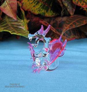 Small Hand Crafted Fair Trade Glass Art   Pink Dragon  