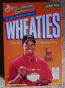 GM WHEATIES 1998/99 TIGER WOODS CEREAL BOX    UNOPENED    MINT 
