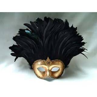 Si Lucia Masquerade Incas Black Feathers Carnival Mask
