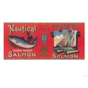  Nautical Salmon Can Label   Bellingham, WA Premium Poster 