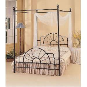   Size Canopy Bed w/ Bed Frame in Black Wrought Iron