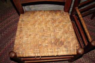 Antique 3 Ladderback Wicker Bamboo Wood Chairs  