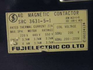 Fuji Magnetic Contactor SRC 3631 5 1 SRC 363151(BIN1)  
