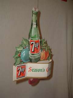 Vintage 3D 7 UP Hanging Sign Display Double Sided  