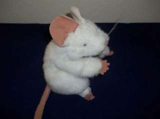 Folkmanis White Plush Stuffed Rat Hand Puppet Long Tail EUC  
