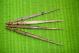 Lot of 4 Primitive Wooden Spindles For Wool Spinning  