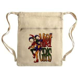  Messenger Bag Sack Pack Khaki Mardi Gras Joker with Fiddle 