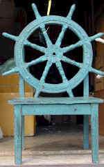 Wood Ship Wheel Captains Chair Antique Nautical Home Decor Table Lake 