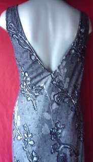 SUE WONG Nocturne Long Silver Gray Beaded Formal Gown 14 wedding dress 