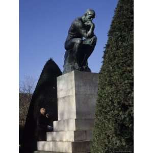 The Thinker by Rodin is Admired by a Tourist, Paris, France Stretched 