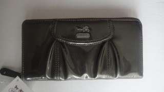NWT 46620 Coach Madison Patent Leather Accordion Zip Large Wallet $228 