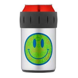   Can Cooler Koozie Smiley Face With Peace Symbols 