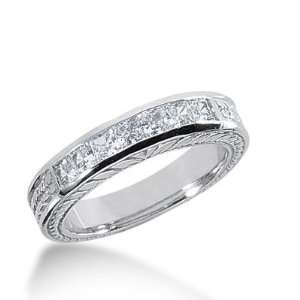 18k Gold Diamond Anniversary Wedding Ring 7 Princess Cut Diamonds 0.70 