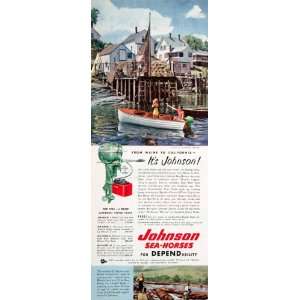 1952 Ad Johnson Sea Horse Outboard Motor Cundys Harbor Maine Logging 