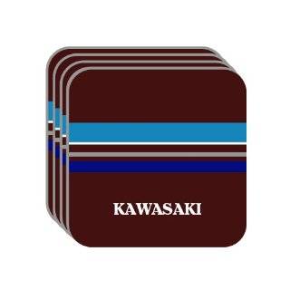 Personal Name Gift   KAWASAKI Set of 4 Mini Mousepad Coasters (blue 