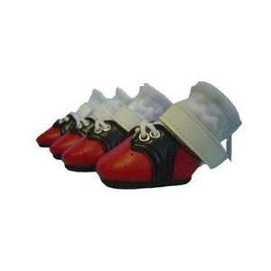  Red Saddle Soft Sole Dog Shoes (Size 1)