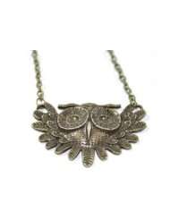 Bronze owl head vintage retro style Long necklace jewelry pendant emo