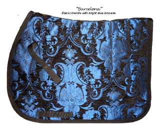 The top fabric on this pad is BLACK chenille with BRIGHT BLUE brocade 
