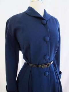 Vtg 40s Swing Era {navy} Bombshell Fit Flare Lucy PRINCESS Dress Coat 