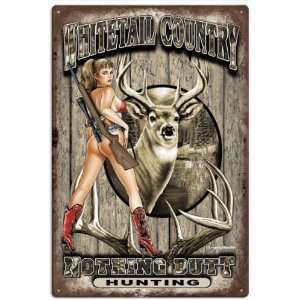  Whitetail Country Pinup Vintage Metal Sign