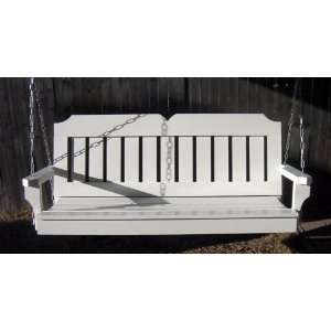  5 Foot White Painted Victorian Porch Swing with Chain 