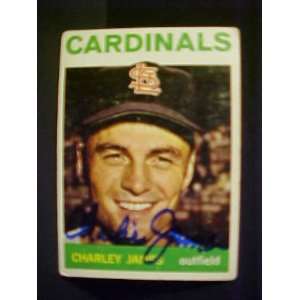 Charley James St. Louis Cardinals #357 1964 Topps Autographed Baseball 