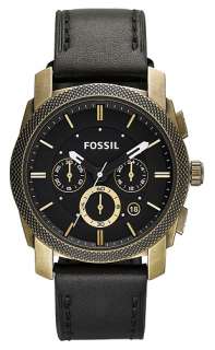 Brand New Fossil Black Leather Strap Steel Case Chronograph Mens Watch 