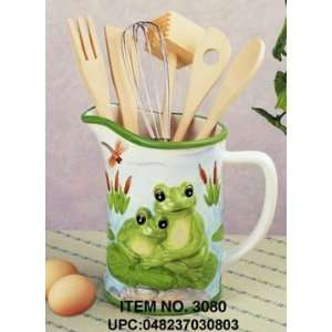    Green Frog 7 Piece Ceramic Utensil Tool Set